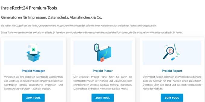 eRecht24 Premium: der Schutzschild für deine Website gegen Abmahnungen, Bußgelder und Schadensersatz! 2 eRecht24 Premium Tools